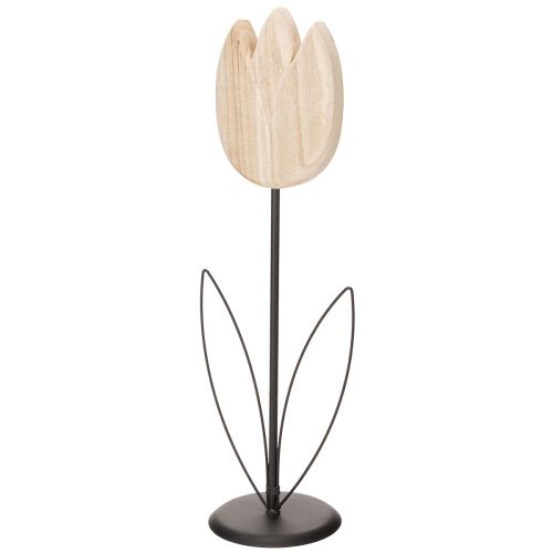 Artikel Dekorative Holz-Tulpe auf Metallfuß 47,5 cm - Elegante Dekofigur für Wohn- und Geschäftsräume