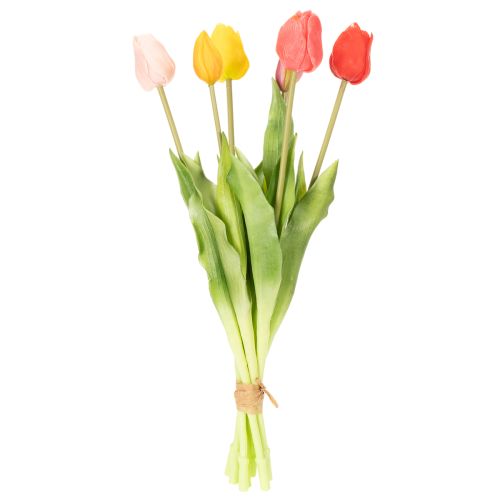 Artikel Kunstblumen Tulpenstrauß bunt 43cm 7 Stück für realistische Dekoration