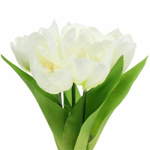 Floristik21 Frühlings-Dekoration Tulpen im Bund Weiß 26,5cm 5St