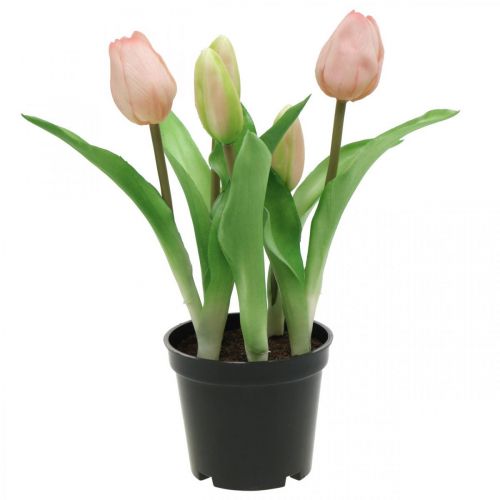 Artikel Tulpe Rosa, Grün im Topf Künstliche Topfpflanze Dekotulpe H23cm