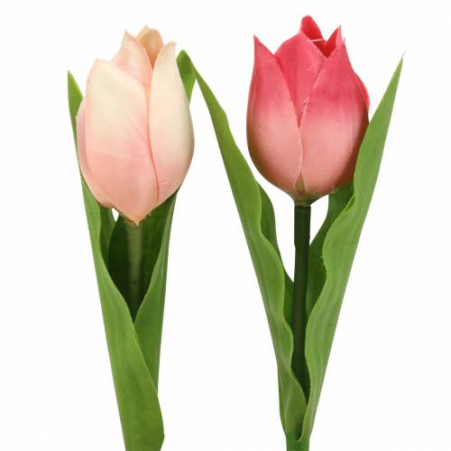 Floristik21 Tulpenmix Kunstblumen Pink Apricot 16cm 12St