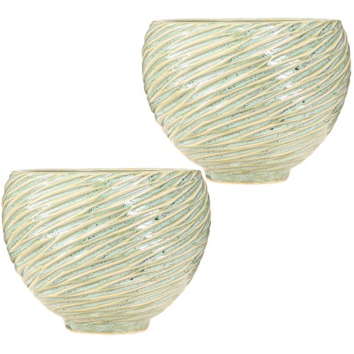 Artikel Keramik Deko-Übertopf Grün Ø15cm H11cm 2er Set - Tischdekoration