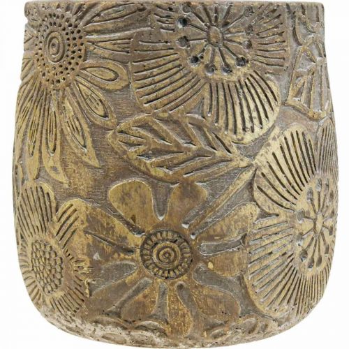 Floristik21 Übertopf Gold Blüten Keramik Blumentopf Ø17cm H19cm