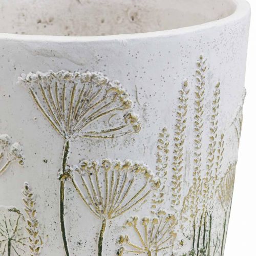 Floristik21 Übertopf Groß Blumentopf Keramik Weiß Gold Ø20,5cm H20cm