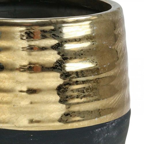 Artikel Übertopf Keramik Schwarz Gold Blumentopf Ø13cm H12,5cm