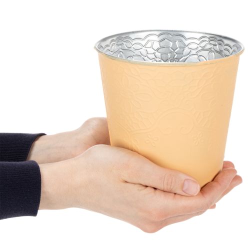 Artikel Übertopf Metall Blumenübertopf Pastell Orange Ø13,5cm H12,5cm
