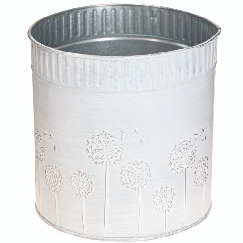 Floristik21 Übertopf Pusteblumen Metall Blumentopf Weiß Ø15,5cm H15,5cm