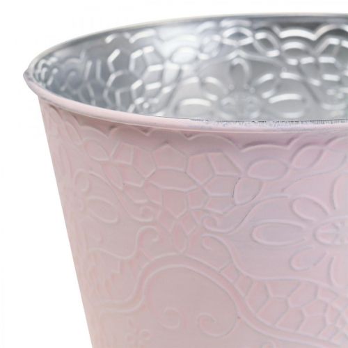 Floristik21 Übertopf Metall Blumenübertopf Pastell Rosa Ø13,5cm H12,5cm