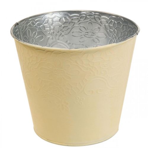 Floristik21 Blumentopf Metall Blumenübertopf Pastell Gelb Ø12cm