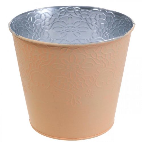 Floristik21 Blumentopf Metall Blumenübertopf Pastell Orange Ø12cm
