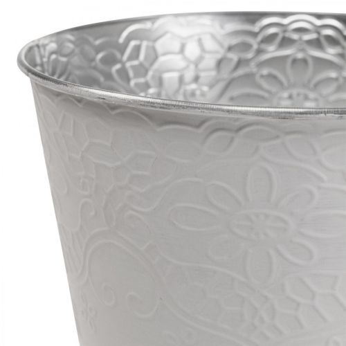 Übertopf Metall Blumenübertopf Pastell Weiß Ø20cm H16cm