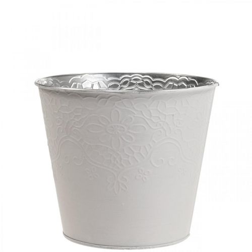 Blumentopf Metall Blumenübertopf Pastell Weiß Ø12cm