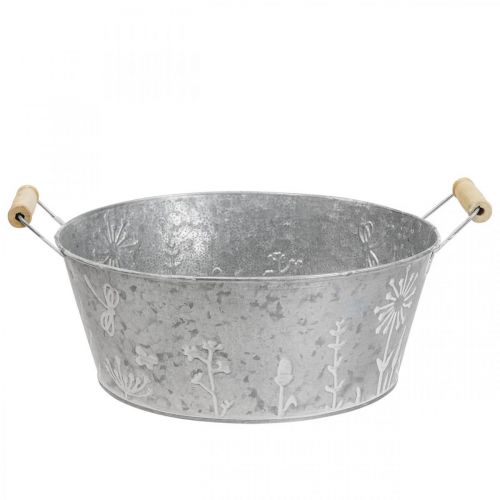 Übertopf Metall Dekoschale Blumen Henkel Ø24,5cm H10cm