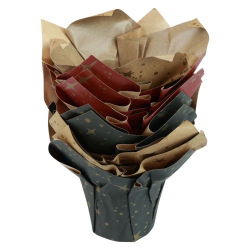 Artikel Übertopf Papier Sterne Rot/Anthrazit/Natur Ø4,5cm H6cm 9 St