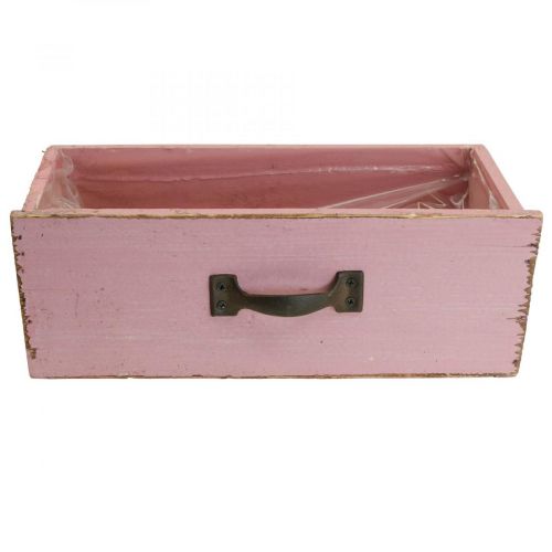 Floristik21 Übertopf Pflanzschublade Holz Pflanzkasten Rosa 25×13×9cm