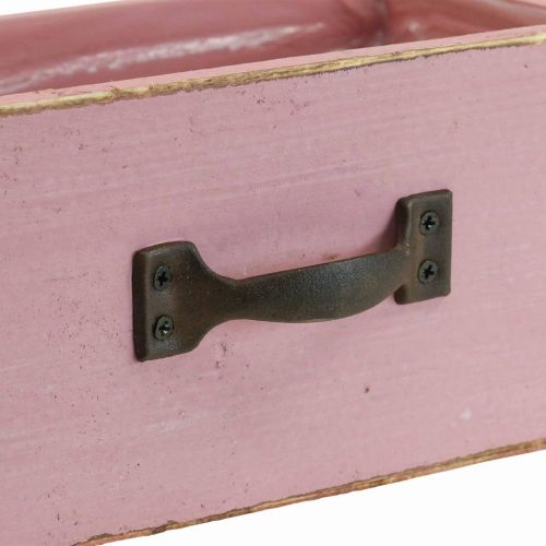 Floristik21 Übertopf Pflanzschublade Holz Pflanzkasten Rosa 25×13×9cm