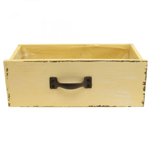 Floristik21 Übertopf Pflanzschublade Pflanzkasten Holz Gelb 25×13×9cm
