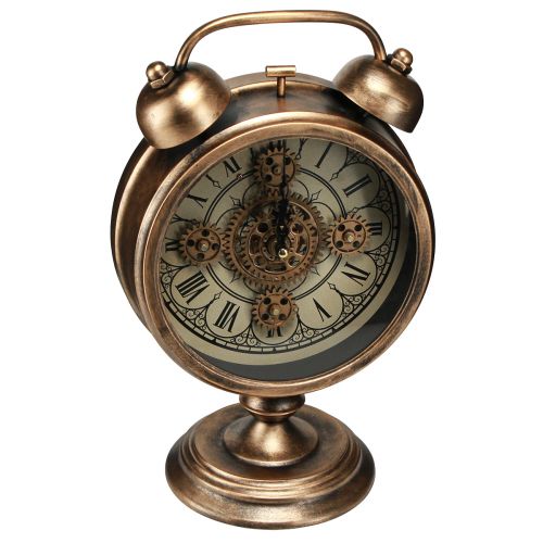 Floristik21 Vintage Metalluhr Bronze mit römischen Zahlen, batteriebetrieben Ø22cm – dekorative Tischuhr