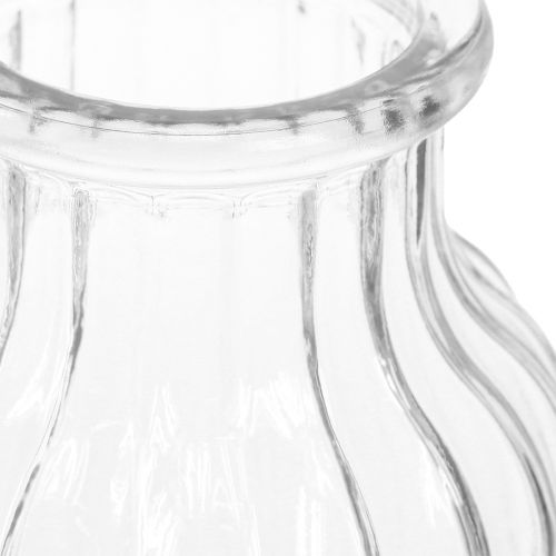 Floristik21 Vase Glas Rillen Glasvase Dekoglas Klar Ø11cm H15cm 2St