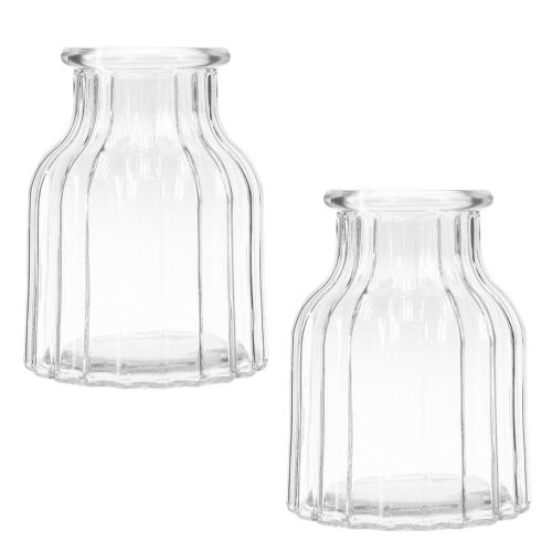 Floristik21 Vase Glas Rillen Glasvase Dekoglas Klar Ø11cm H15cm 2St