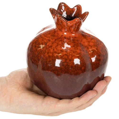 Keramik Dekoration Granatapfel glänzend rot 14 cm | Floristik21.de