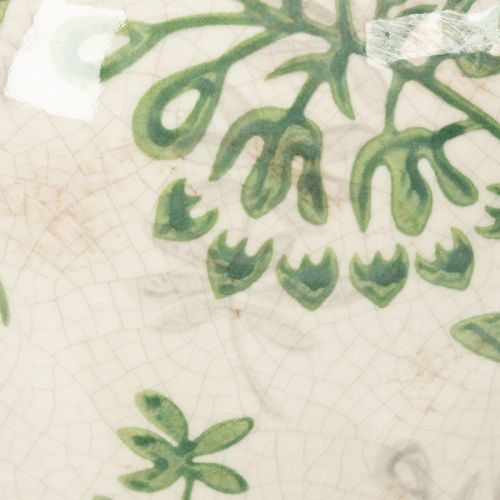 Artikel Keramikvase mit filigranem Pflanzenmuster in Weiß und Grün, 19 cm