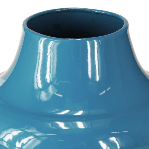 Artikel Blaue Keramikvase mit wellenförmiger Oberfläche 23cm