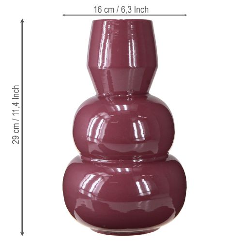 Artikel Moderne rote Vase aus Metall mit glänzender Oberfläche – 29 cm Höhe