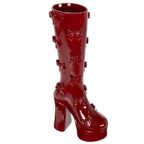 Dekovase Stiefel aus Polyresin Bordeaux 37cm