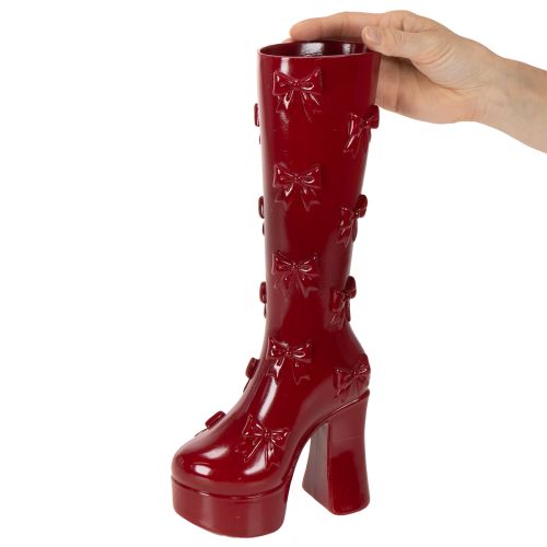 Dekovase Stiefel aus Polyresin Bordeaux 37cm | Floristik21.de