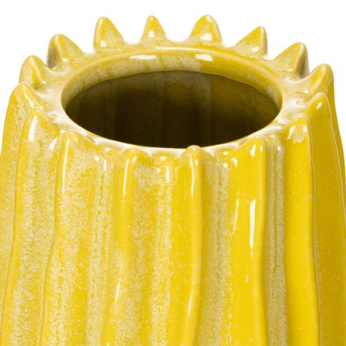 Artikel Gelbe Keramikvase mit gerilltem Design für moderne Blumendekoration 33 cm