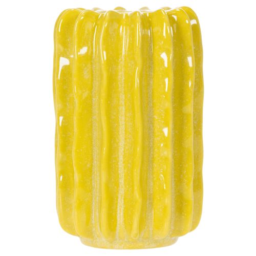 Artikel Kaktus Keramik Vase Gelb Gerilltes Design 13cm 4er Set für Dekoration