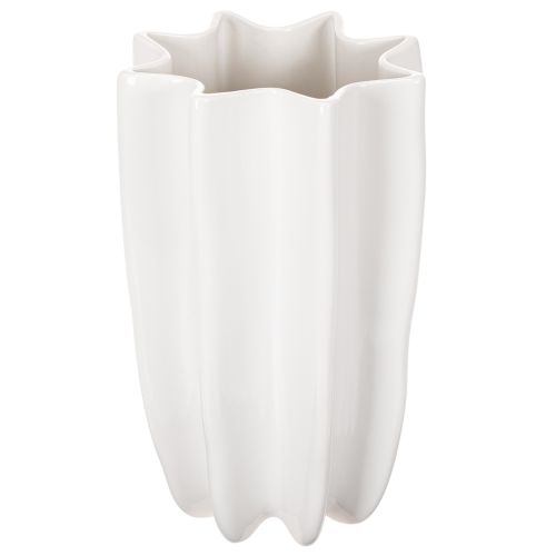 Keramikvase geriffelt 24 cm weiß für Trockenblumen und Kunstblumen