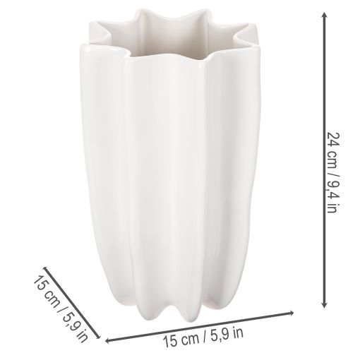 Keramikvase geriffelt 24 cm weiß für Trockenblumen und Kunstblumen | Floristik21.de