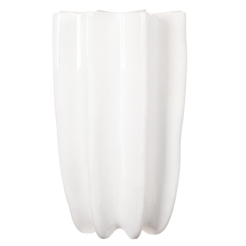 Keramikvase geriffelt 24 cm weiß für Trockenblumen und Kunstblumen | Floristik21.de