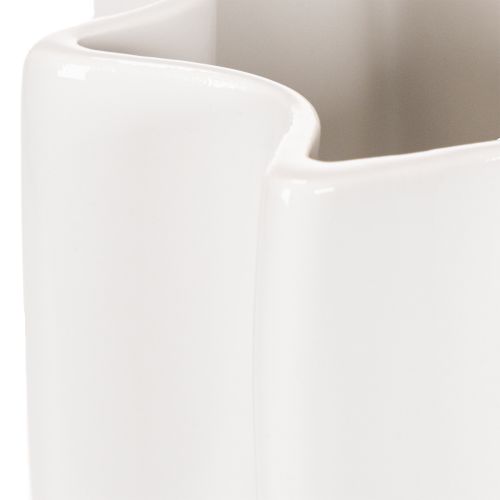 Keramikvase geriffelt 24 cm weiß für Trockenblumen und Kunstblumen | Floristik21.de
