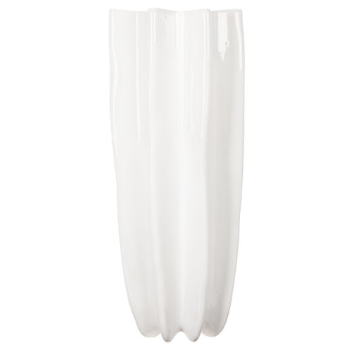 Keramik Blumenvase geriffelt Weiß 38cm für Trocken- und Kunstblumen | Floristik21.de