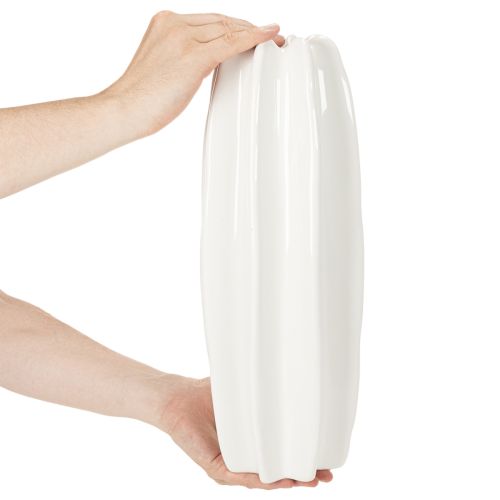 Keramikvase geriffelt 40cm Weiß für Trockenblumen | Floristik21.de