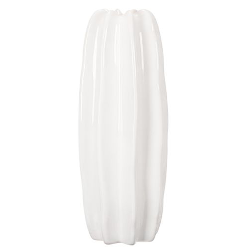 Keramikvase geriffelt 40cm Weiß für Trockenblumen | Floristik21.de
