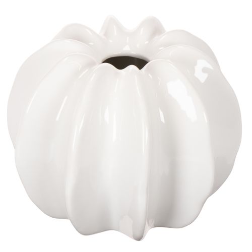 Kürbisform Vase 19 cm Weiß Glänzend Innenbereich Trockenblumen