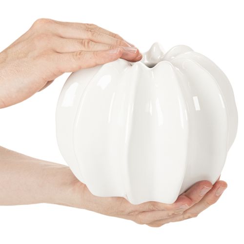 Kürbisform Vase 19 cm Weiß Glänzend Innenbereich Trockenblumen | Floristik21.de
