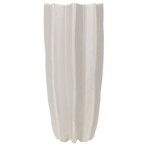 Keramikvase gerillt 38cm mattgrau Taupe für Trockenblumen | Floristik21.de