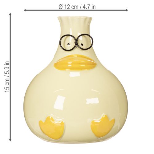 Artikel Keramik-Ente Vase Gelb 15cm 2er Set - Lustige Deko für kreatives Arrangement
