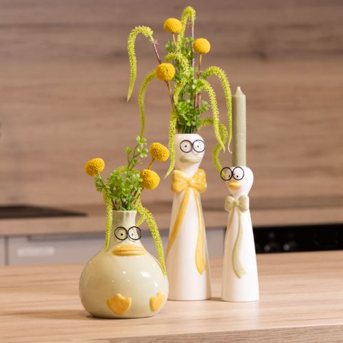 Artikel Keramik-Ente Vase Gelb 15cm 2er Set - Lustige Deko für kreatives Arrangement