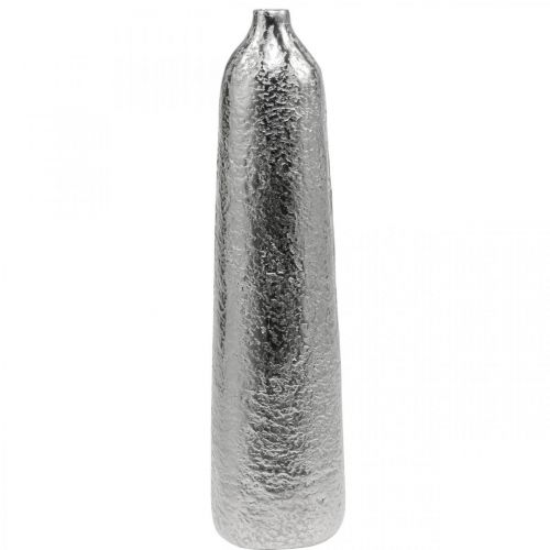 Deko Vase Metall Gehämmert Blumenvase Silber Ø9,5cm H41cm