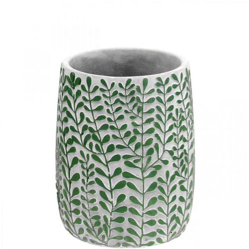 Blumenvase, Keramikdeko Beton-Optik, Vase mit Rankendekor Ø13cm H17cm
