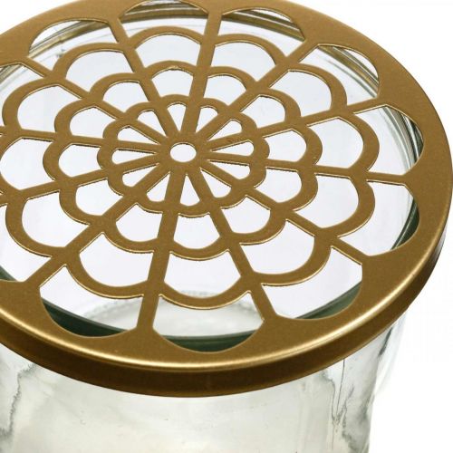 Floristik21 Glasvase mit Steckdeckel, Steckgitter, Tischvase mit Steckhilfe H10cm Ø10cm