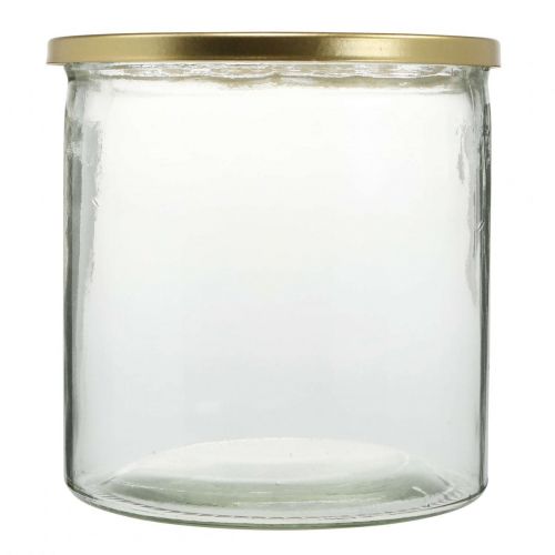 Floristik21 Vase mit Metalldeckel, Steckhilfe, Glasvase mit Steckaufsatz, Tischdeko H15cm Ø15cm