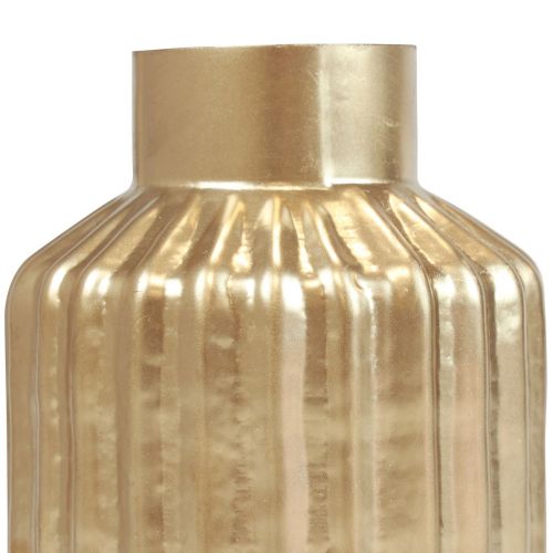 Floristik21 Vase Gold Glasvase mit Rillen Blumenvase Glas Ø8cm H14cm