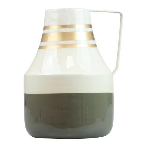 Artikel Vase Metall Henkel Deko Kanne Grau/Creme/Gold Ø17cm H23cm